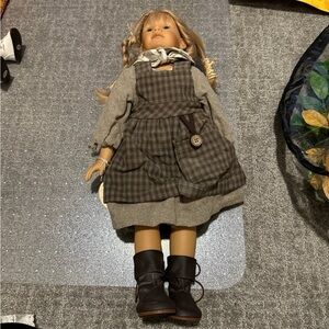 Classic Brown Plaid Doll with Black Boots